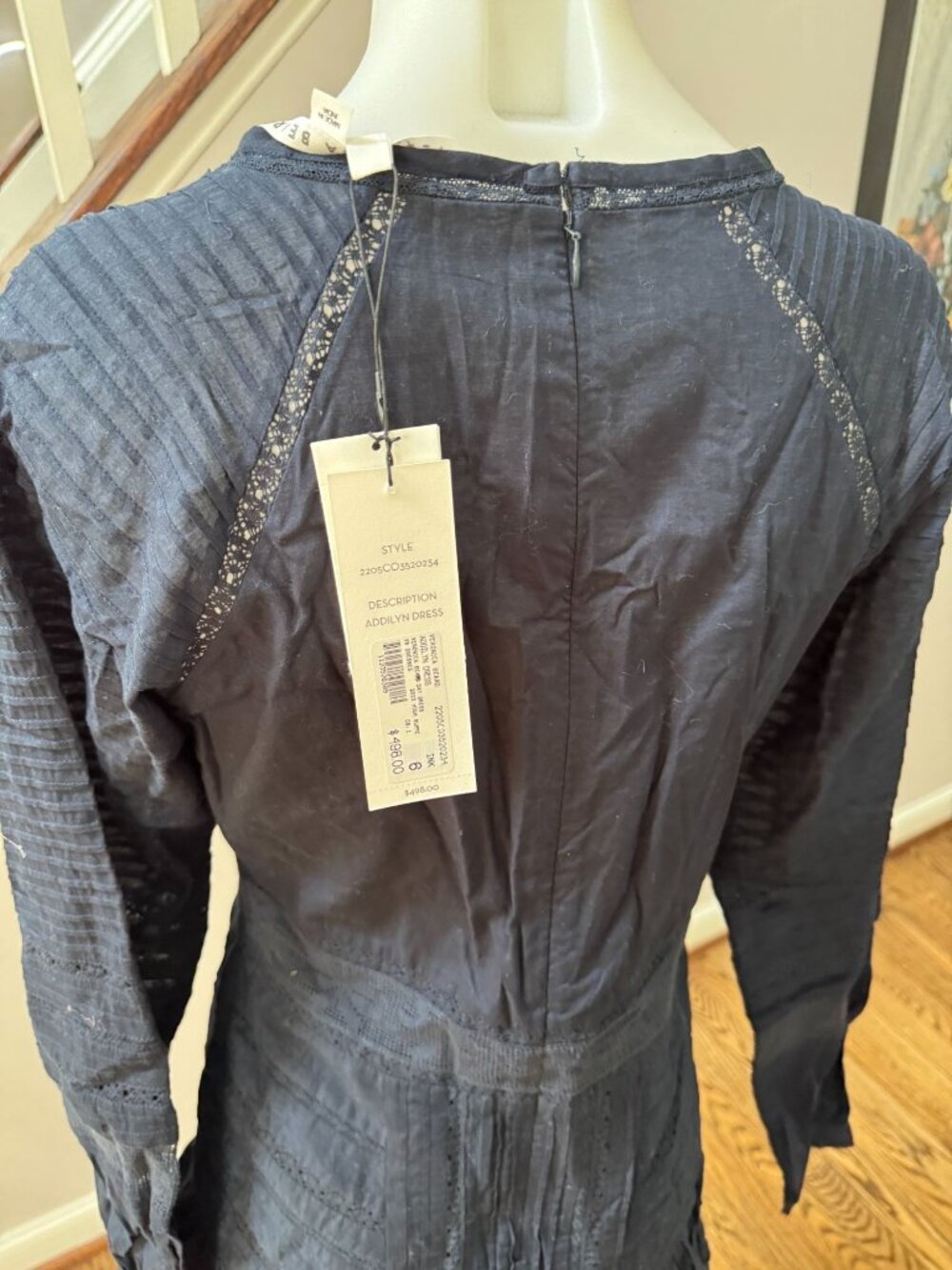 NWT Veronica Beard Addilyn Long Sleeve Lace Mini Dress Ink Navy Size 6 - Picture 4 of 5